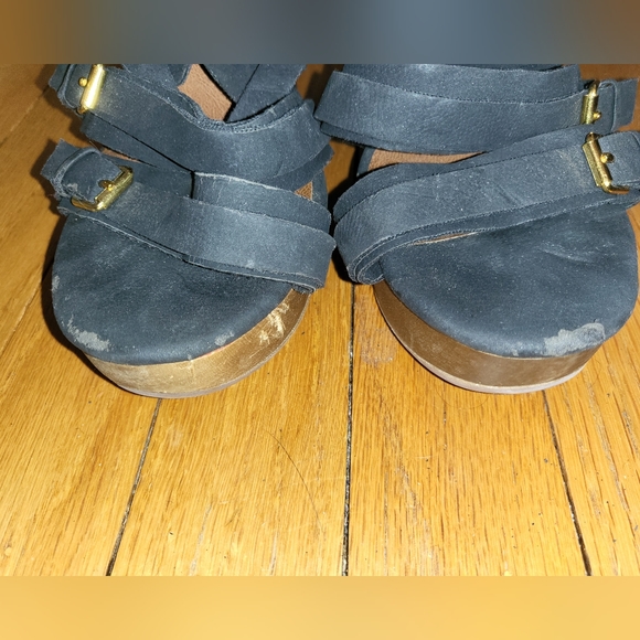 Matt Bernson 'Marion' Black Strappy Vegan Leather Platform Wedges  - Size 8 - Picture 10 of 10